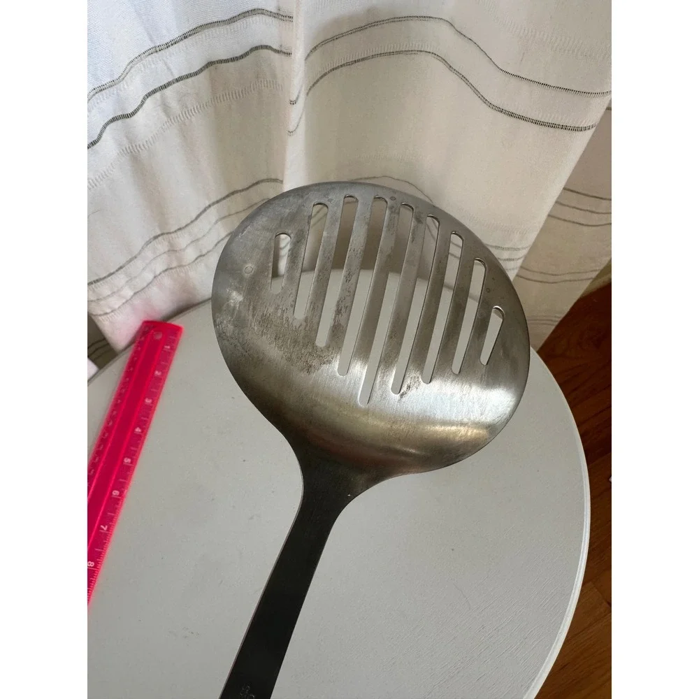 Vintage Inox Edelstahl 18/10 Stainless Steel Slotted Skimmer Spoon Black Handle